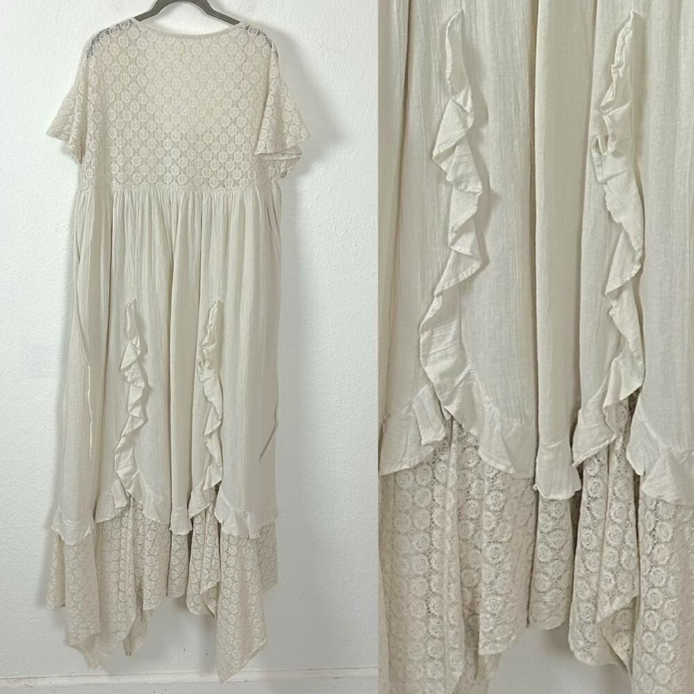 Free People Ethereal Bohemian Bring The Romance Midi Maxi Dress Neutral Large - Picture 12 of 15